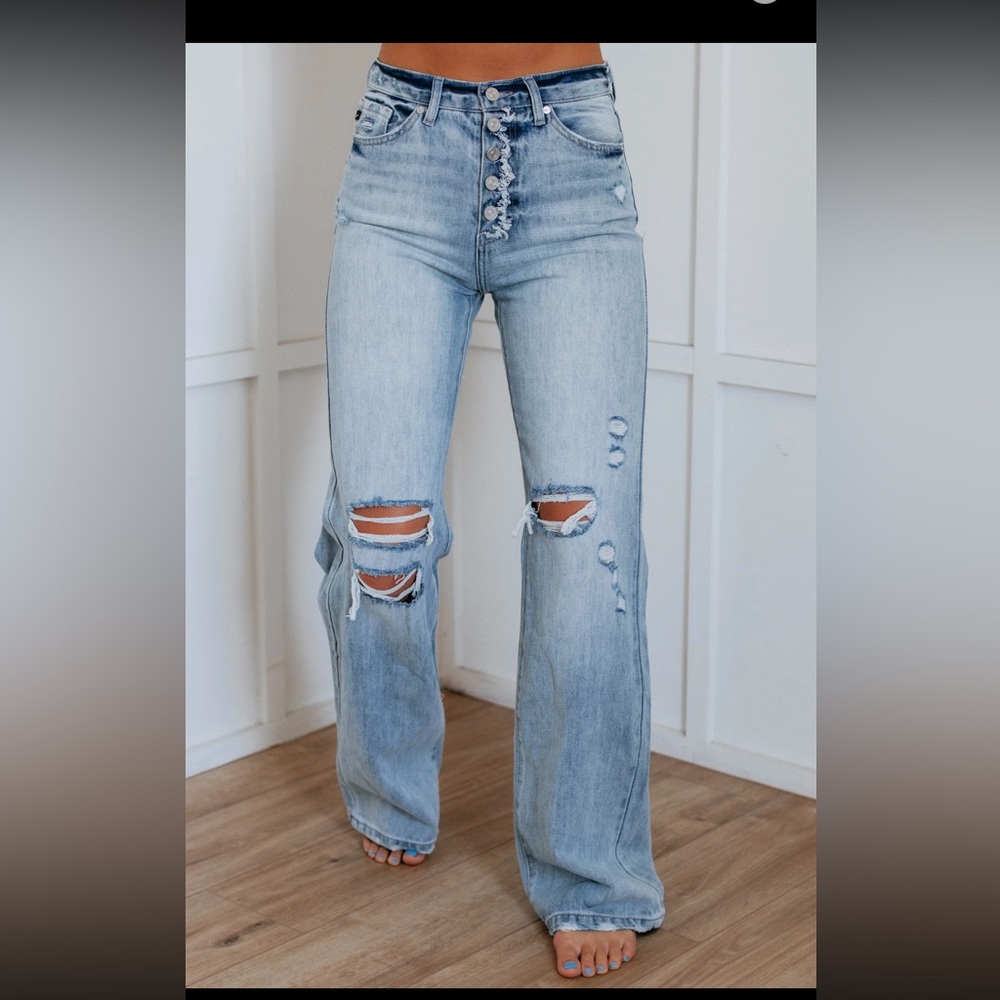 KanCan Light Blue Distressed Flare Jeans